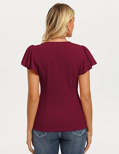 Flowy Ruffle V Neck Summer Statement Blouse